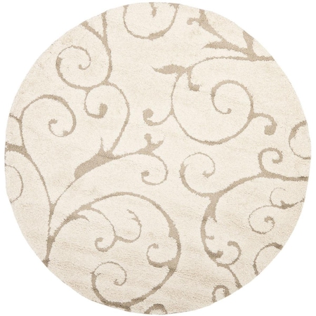 Safavieh Shag Power Loomed Round RugCream & Beige 9 x 9 ft. SG455-1113-9R